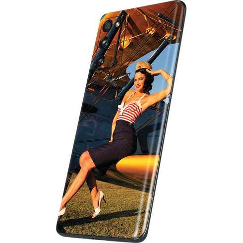 1940s Pin-Up On Stearman Biplane Galaxy S20 Fan Edition Skin