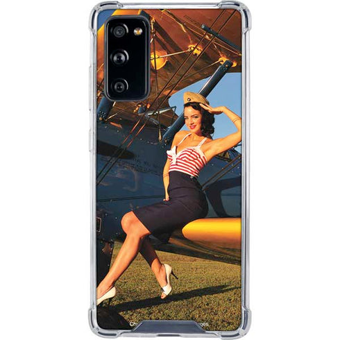 1940s Pin-Up On Stearman Biplane Galaxy S20 FE Clear Case