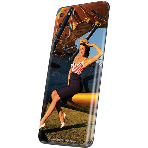 1940s Pin-Up On Stearman Biplane Galaxy S20 Plus Skin