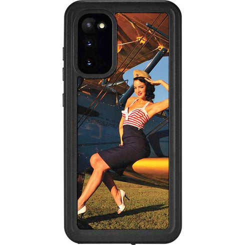 1940s Pin-Up On Stearman Biplane Galaxy S20 Waterproof Case