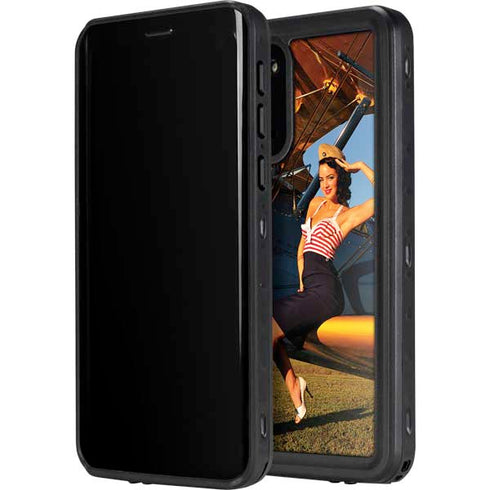 1940s Pin-Up On Stearman Biplane Galaxy S20 Waterproof Case