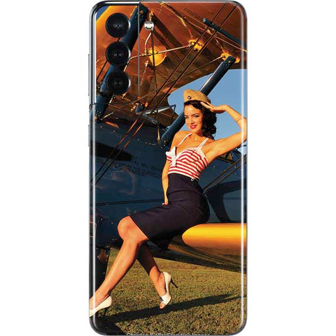 1940s Pin-Up On Stearman Biplane Galaxy S21 5G Skin