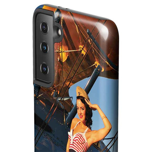 1940s Pin-Up On Stearman Biplane Galaxy S21 FE Pro Case