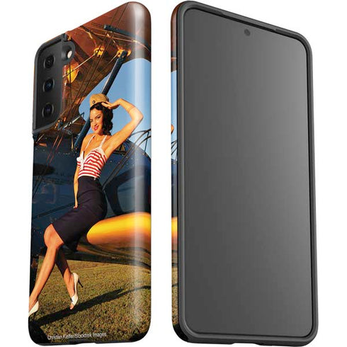 1940s Pin-Up On Stearman Biplane Galaxy S21 FE Pro Case