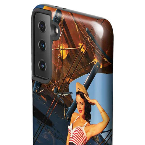 1940s Pin-Up On Stearman Biplane Galaxy S21 Plus 5G Pro Case