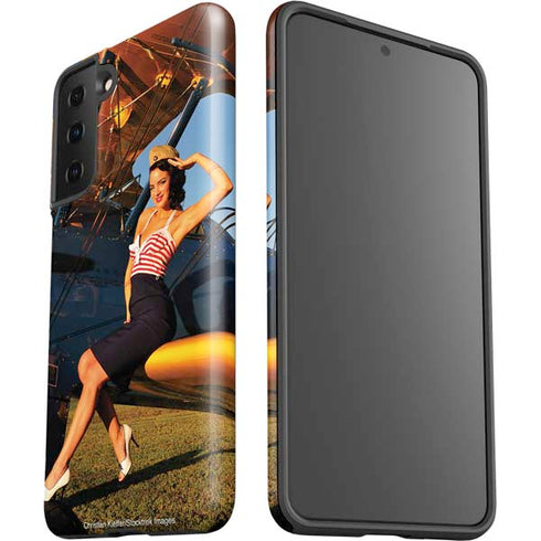 1940s Pin-Up On Stearman Biplane Galaxy S21 Plus 5G Pro Case