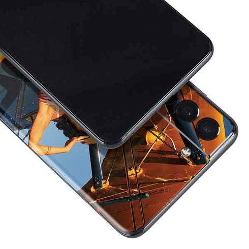 1940s Pin-Up On Stearman Biplane Galaxy S21 Plus 5G Skin