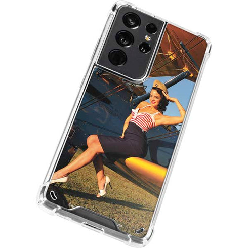 1940s Pin-Up On Stearman Biplane Galaxy S21 Ultra 5G Clear Case