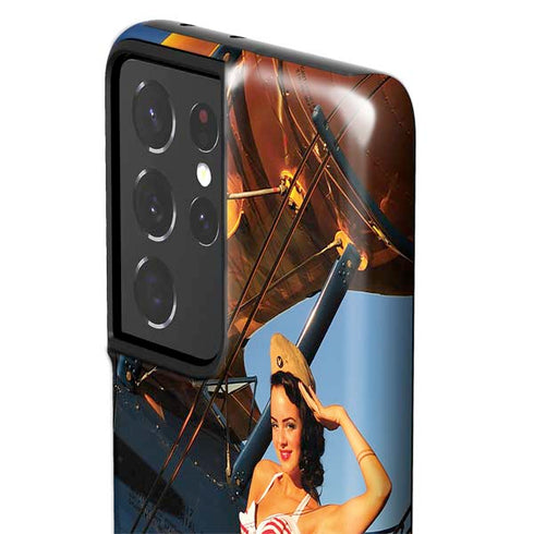 1940s Pin-Up On Stearman Biplane Galaxy S21 Ultra 5G Pro Case