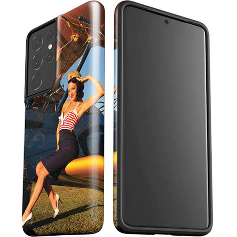 1940s Pin-Up On Stearman Biplane Galaxy S21 Ultra 5G Pro Case