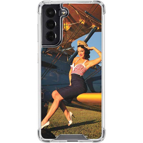 1940s Pin-Up On Stearman Biplane Galaxy S22 Clear Case