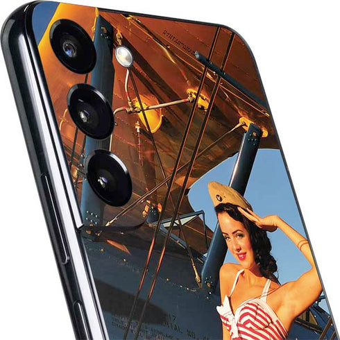 1940s Pin-Up On Stearman Biplane Galaxy S22 Skin