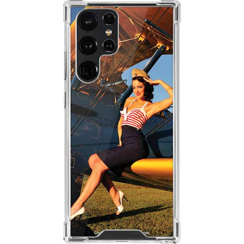 1940s Pin-Up On Stearman Biplane Galaxy S22 Ultra Clear Case