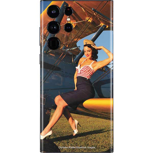 1940s Pin-Up On Stearman Biplane Galaxy S22 Ultra Skin