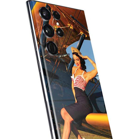 1940s Pin-Up On Stearman Biplane Galaxy S22 Ultra Skin