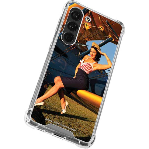 1940s Pin-Up On Stearman Biplane Galaxy S23 Clear Case