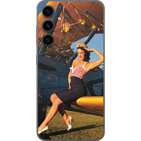 1940s Pin-Up On Stearman Biplane Galaxy S23 FE Skin