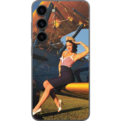1940s Pin-Up On Stearman Biplane Galaxy S23 Skin