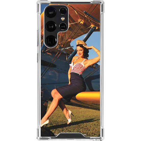 1940s Pin-Up On Stearman Biplane Galaxy S23 Ultra Clear Case