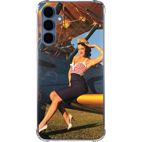 1940s Pin-Up On Stearman Biplane Galaxy S24 Clear Case