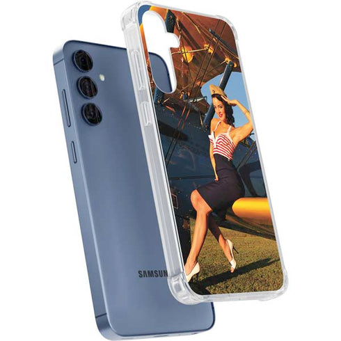 1940s Pin-Up On Stearman Biplane Galaxy S24 Clear Case