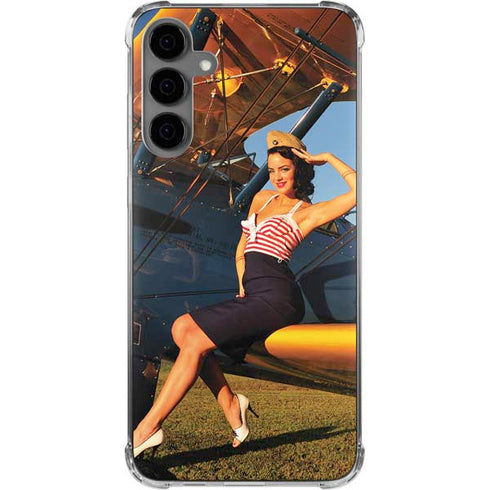 1940s Pin-Up On Stearman Biplane Galaxy S24 Plus Clear Case