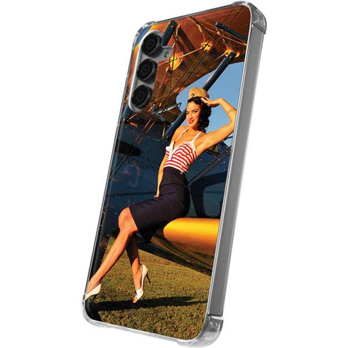 1940s Pin-Up On Stearman Biplane Galaxy S24 Plus Clear Case