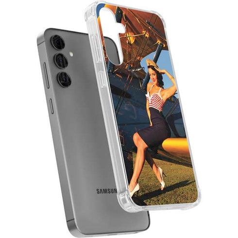 1940s Pin-Up On Stearman Biplane Galaxy S24 Plus Clear Case