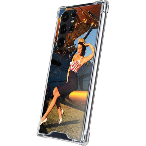 1940s Pin-Up On Stearman Biplane Galaxy S24 Ultra Clear Case