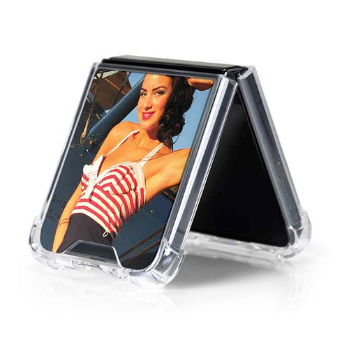 1940s Pin-Up On Stearman Biplane Galaxy Z Flip5 5G Clear Case