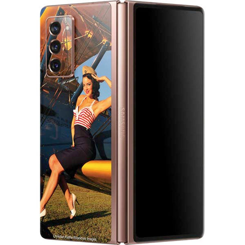 1940s Pin-Up On Stearman Biplane Galaxy Z Fold2 5G Skin