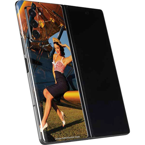 1940s Pin-Up On Stearman Biplane Galaxy Z Fold2 5G Skin