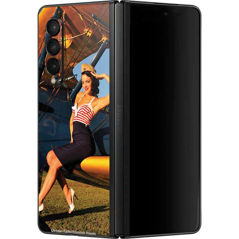 1940s Pin-Up On Stearman Biplane Galaxy Z Fold3 5G Skin