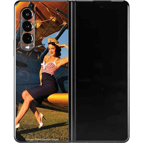 1940s Pin-Up On Stearman Biplane Galaxy Z Fold3 5G Skin