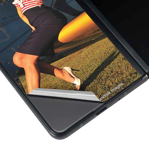 1940s Pin-Up On Stearman Biplane Galaxy Z Fold3 5G Skin