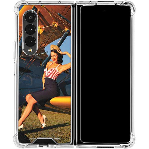 1940s Pin-Up On Stearman Biplane Galaxy Z Fold4 5G Clear Case