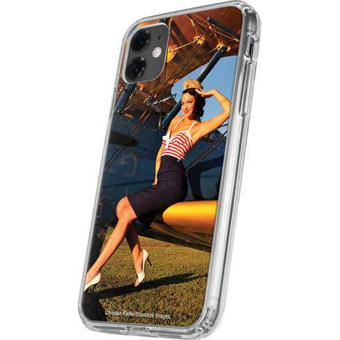 1940s Pin-Up On Stearman Biplane iPhone 11 Clear Case