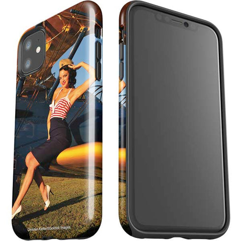 1940s Pin-Up On Stearman Biplane iPhone 11 Impact Case