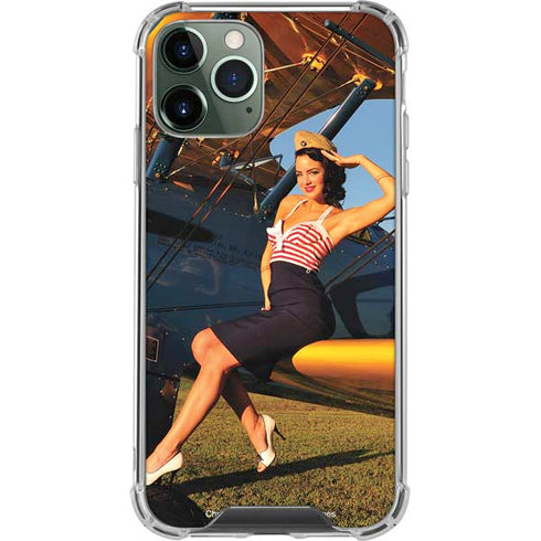 1940s Pin-Up On Stearman Biplane iPhone 11 Pro Max Clear Case