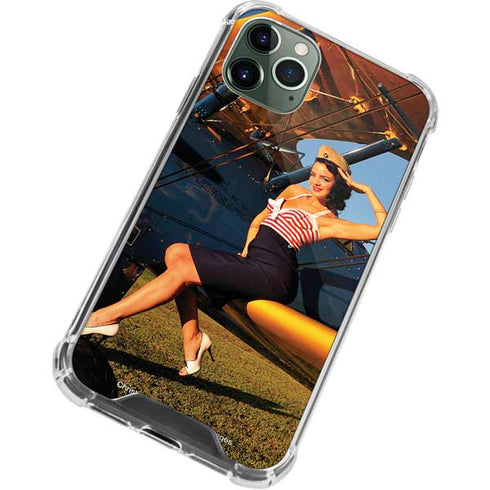1940s Pin-Up On Stearman Biplane iPhone 11 Pro Max Clear Case