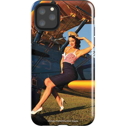 1940s Pin-Up On Stearman Biplane iPhone 11 Pro Max Impact Case