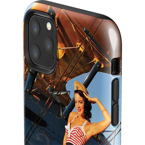 1940s Pin-Up On Stearman Biplane iPhone 11 Pro Max Impact Case