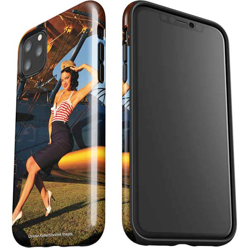 1940s Pin-Up On Stearman Biplane iPhone 11 Pro Max Impact Case