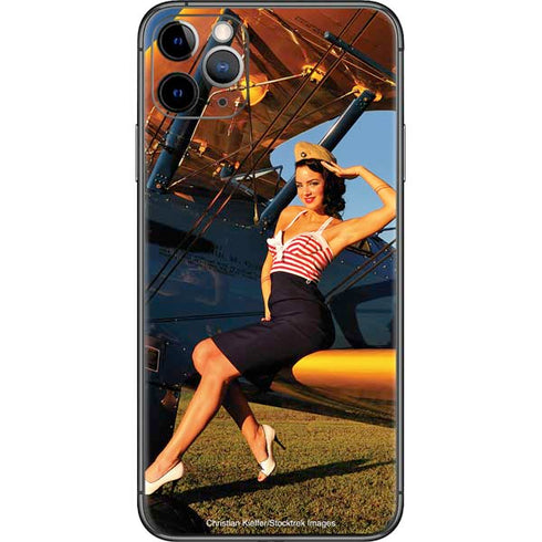 1940s Pin-Up On Stearman Biplane iPhone 11 Pro Max Skin
