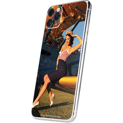 1940s Pin-Up On Stearman Biplane iPhone 11 Pro Max Skin