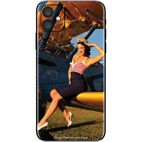 1940s Pin-Up On Stearman Biplane iPhone 11 Skin