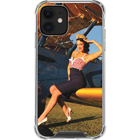 1940s Pin-Up On Stearman Biplane iPhone 12 Clear Case