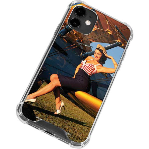 1940s Pin-Up On Stearman Biplane iPhone 12 Clear Case