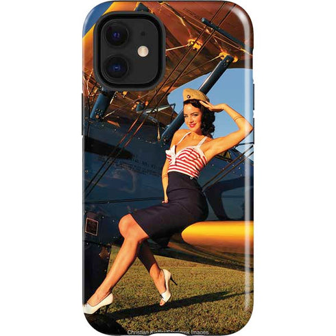 1940s Pin-Up On Stearman Biplane iPhone 12 Mini Impact Case