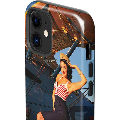 1940s Pin-Up On Stearman Biplane iPhone 12 Mini Impact Case